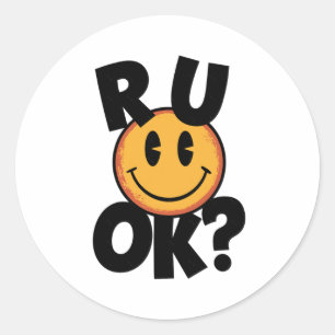 R U Ok Carinha Sorridente Design Adesivo Saúde Men