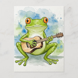 Rã Musical em Aquarela Cartão Postal para Postcros