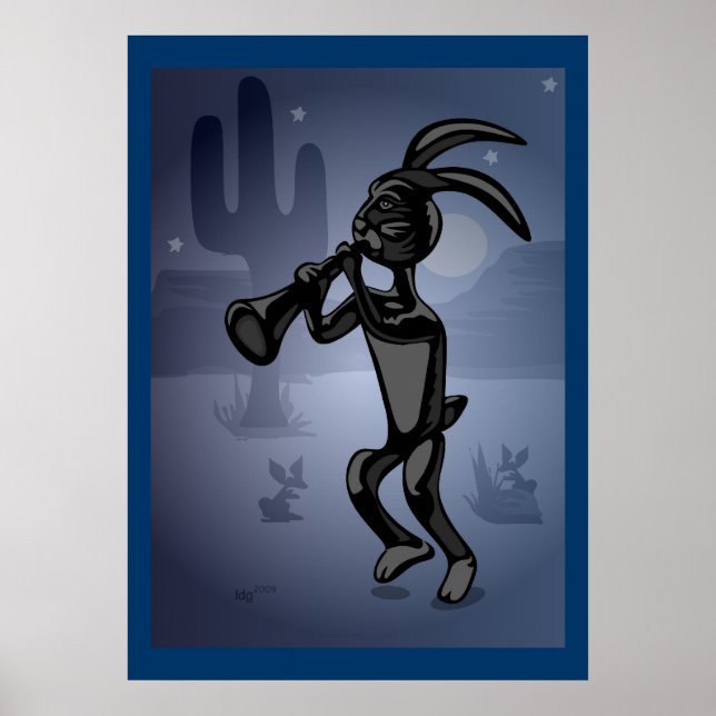 Rabbit Dance Kokopelli Poster (Frente)