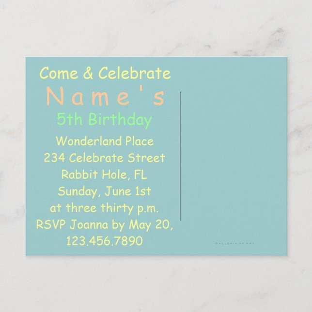 Rabbit em Alice no País das Maravilhas ~ Cartão po (Frente)