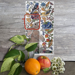 Rabbit Jacobean Azulejo Floral Mural 8pc L Linha 2