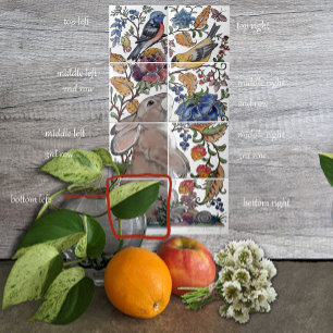 Rabbit Jacobean Azulejo Floral Mural 8pc L Linha 4