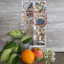 Rabbit Jacobean Azulejo Floral Mural 8pc R Row2