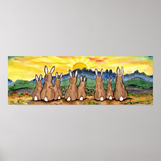 Rabbit Sunrise sobre Montanhas Sunny Yellow Poster (Frente)