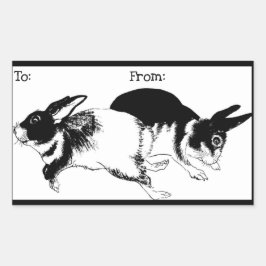 Rabbits Pretos e Brancos Reproduzindo, Etiqueta de