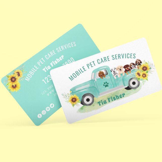 Raças de Cachorro Aquarela Cartão de visita (Mobile Pet Grooming)