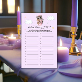 Raccoon Animal Girl - Jogo de Chá de fraldas ABC