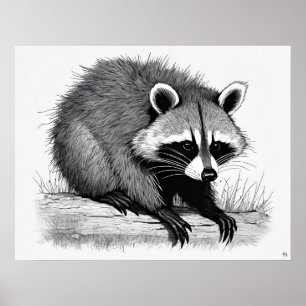 Raccoon - Archival Art Impressão