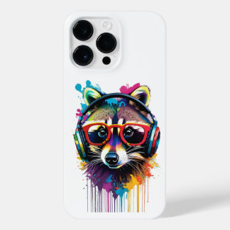 Raccoon em fones de ouvido e óculos