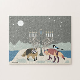 Raccoon.Fox.Magpie 2Hanukkah 11x14 Quebra-cabeça