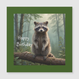 Raccoon no Cartão de Aniversário Magnético Florest