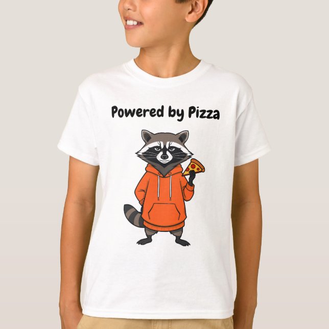 Raccoon Pizza Kids T-Shirt – Funny Cartoon Tee  (Frente)