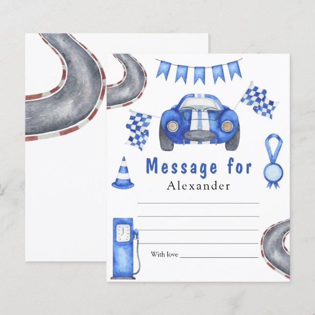 Race Car Birthday - Mensagem da Cápsula do Tempo (Frente/Verso)