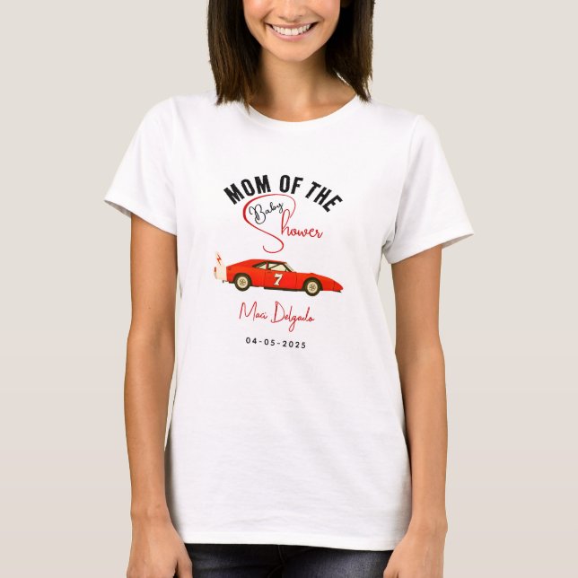 Race Car Boy Baby Shower T-Shirt | Little Racer  (Frente)