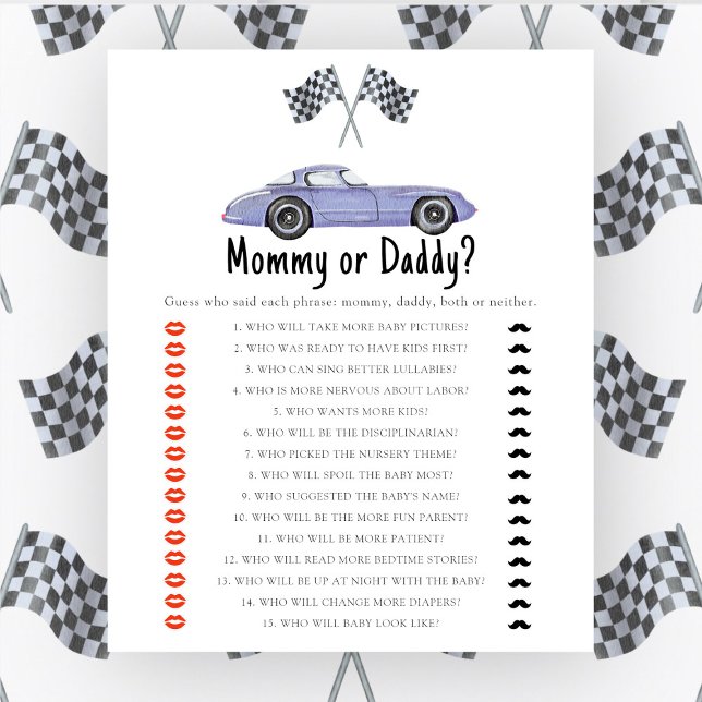 Race car chá de fraldas - mamãe ou jogo de pai (Criador carregado)