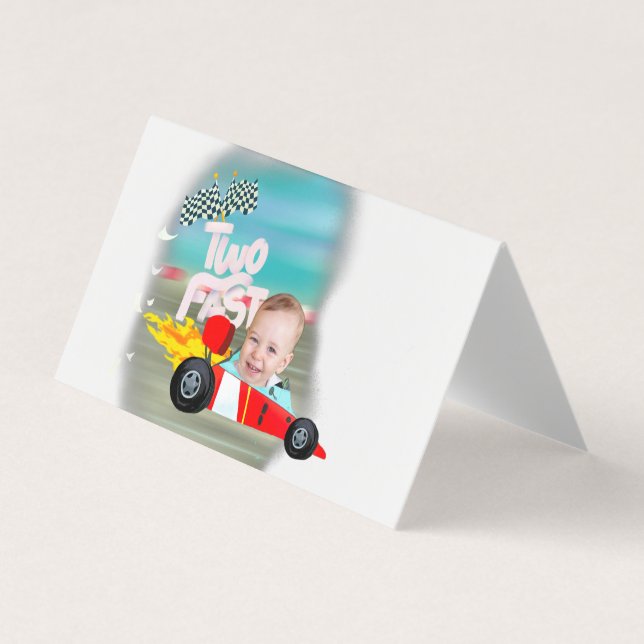 Race Car Comida Etiqueta Dois Aniversário Rápido (Frente)