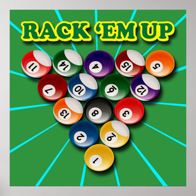 RACK EM' UP BILLIARDS POSTER (Frente)
