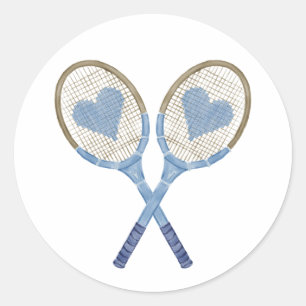 Rackets de Tênis azul com adesivos cardíacos
