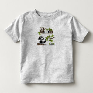 Racoon bonito no t-shirt da criança das madeiras