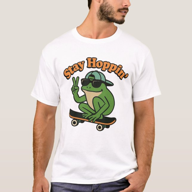 Rad Frog on a Skateboard T-Shirt Chill Vibes Only (Frente)