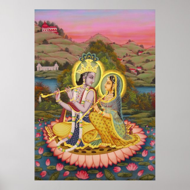 Radha Krishna no Lotus Poster (Frente)