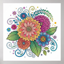 Radiação Dopamina Floral 1 Poster