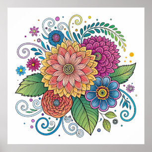 Radiação Dopamina Floral 1 Poster