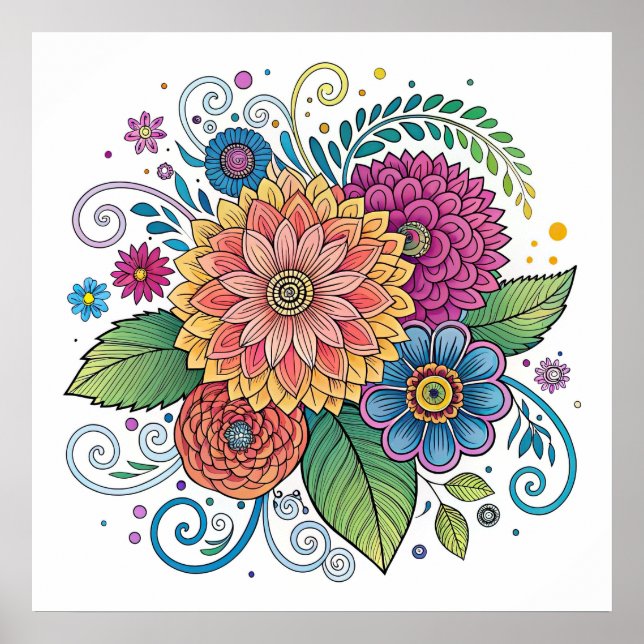 Radiação Dopamina Floral 1 Poster (Frente)