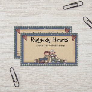 Raggedy Hearts Primitive Country Cartão de visita
