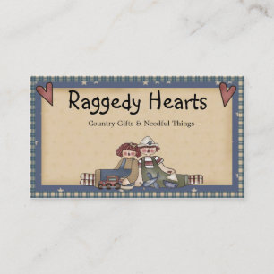 Raggedy Hearts Primitive Country Cartão de visita