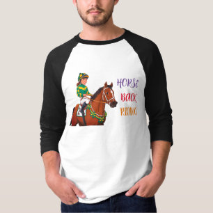 Raglan Horse e Rider T-shirt de uso masculino