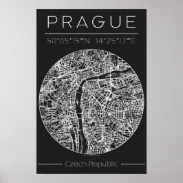 rague Charcoal City Map Poster – Minimal Wall Art