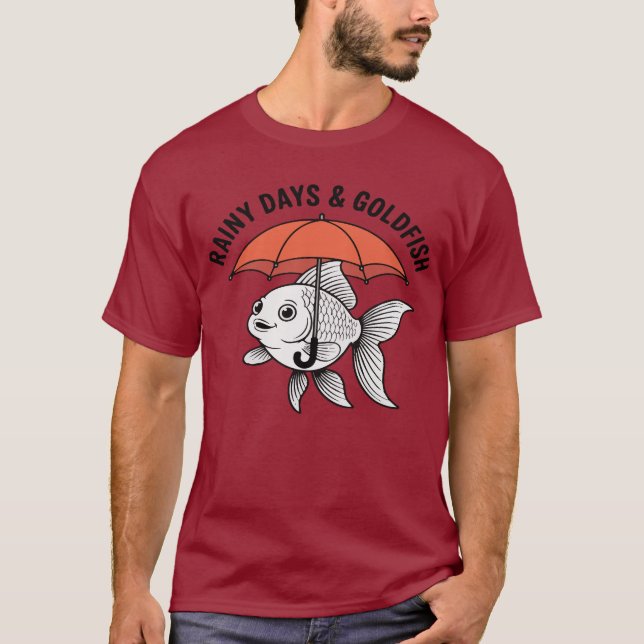 Rain or Shine – Fish with Umbrella Funny T-Shirt (Frente)