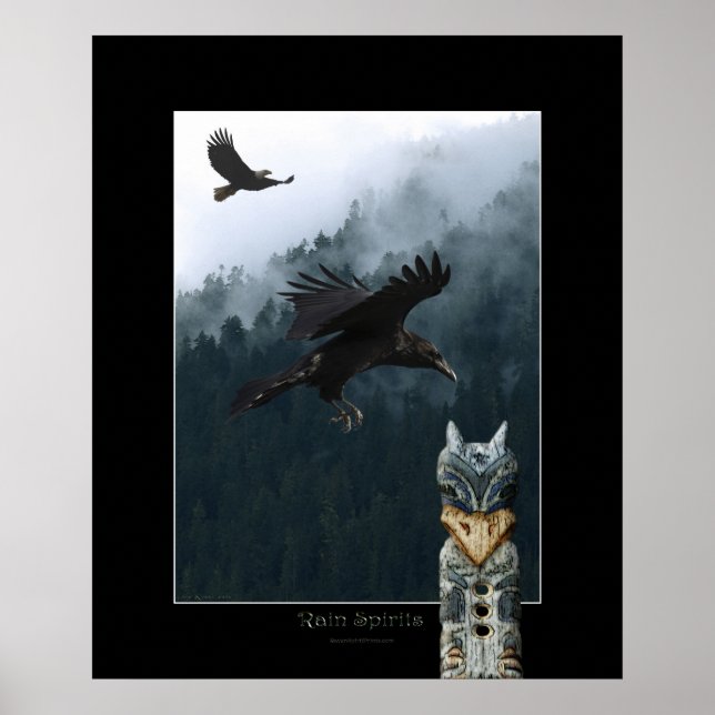 RAIN SPIRITS Raven & Totem Polart Poster (Frente)