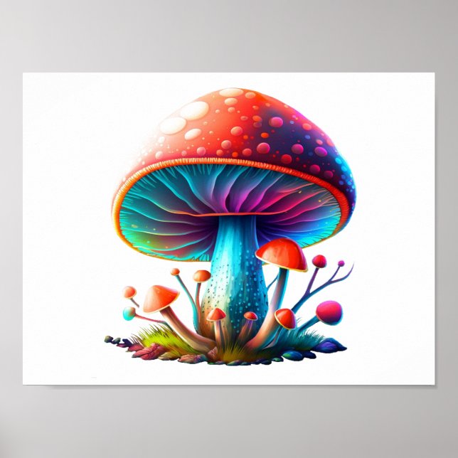 Rainbow Amanita Muscaria Poster (Frente)