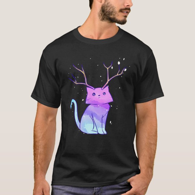 Rainbow Antler Cat Classic T-Shirt (Frente)