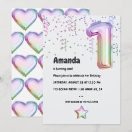 Rainbow Balloon 1rua Xmas Convite de Aniversário