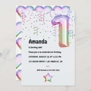 Rainbow Balloon 1rua Xmas Convite de Aniversário