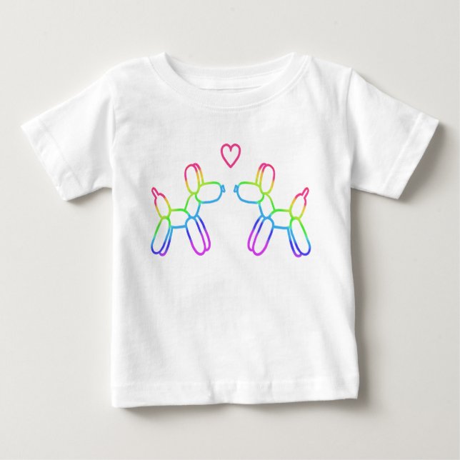 Rainbow Balloon Cães apaixonados por camiseta bebê (Frente)