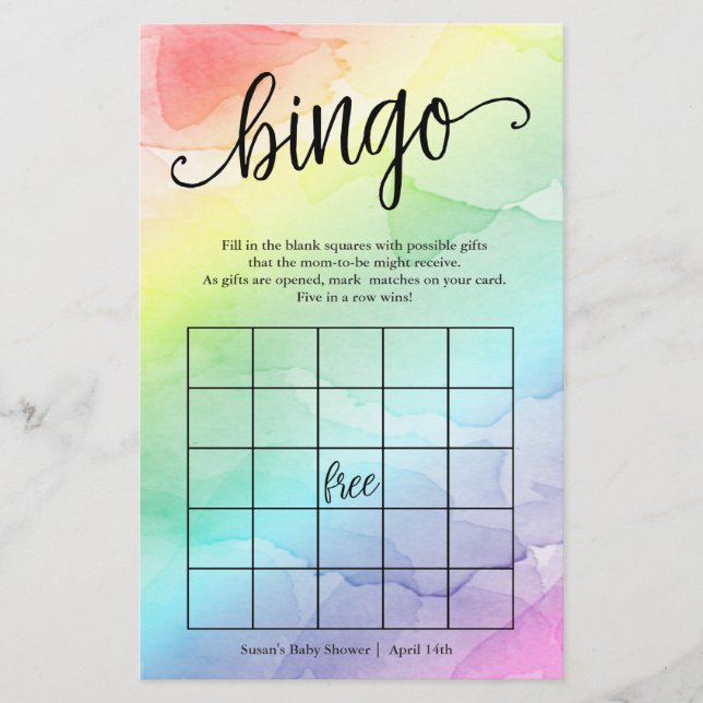 Rainbow Bingo-What's in Purse, 2 em 1 Game Card (Frente)
