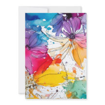 Rainbow Bloom Watercolor Convite Floral