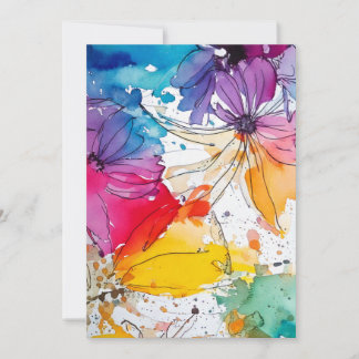 Rainbow Bloom Watercolor Convite Floral