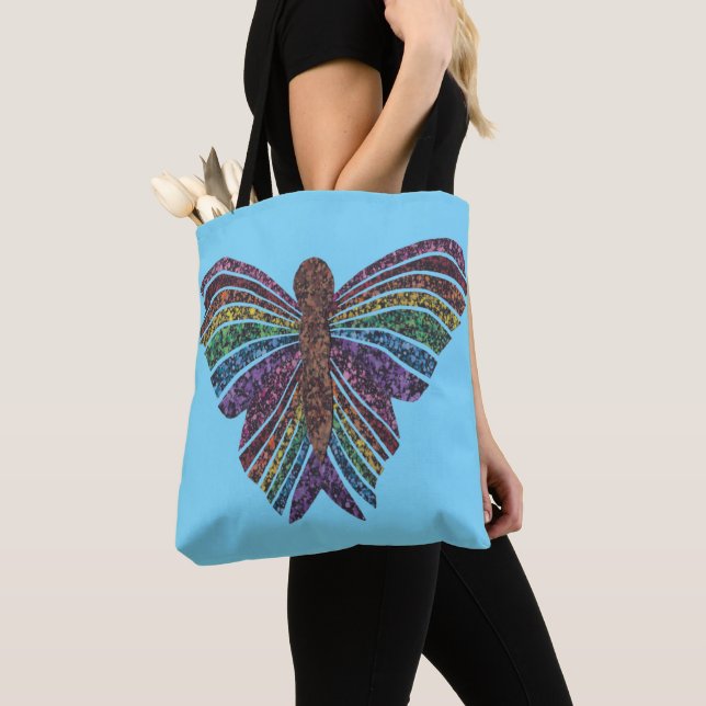 Rainbow Butterfly (light blue) - Tote (Close Up)