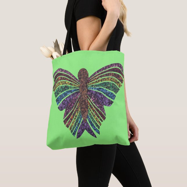 Rainbow Butterfly (light green) - Tote (Close Up)