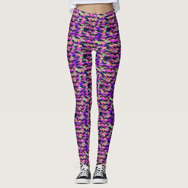 Rainbow Camouflage Leggings femininos (Frente)