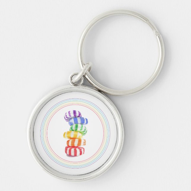 RAINBOW CANDY Premium Round Chaveiro (Frente)