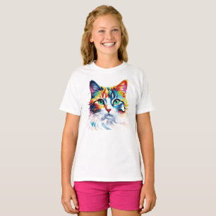 Rainbow Cat Impressão Kids T-Shirt Short Sleeve Te