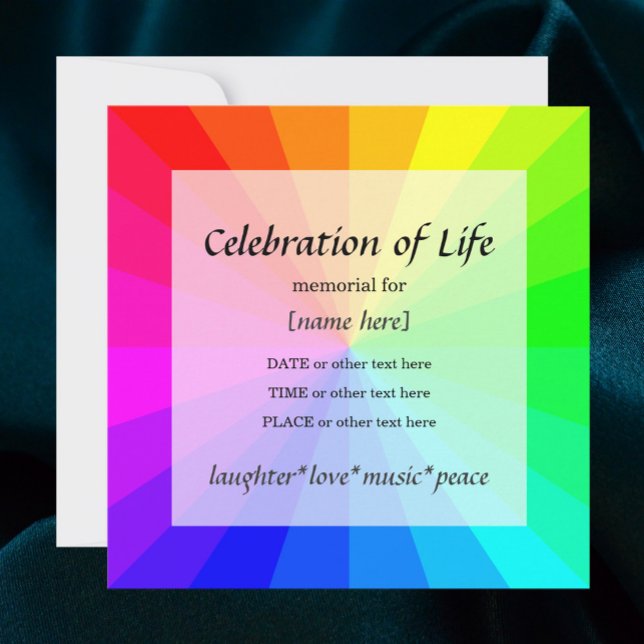 Rainbow Celebration of Life Memorial Convite (Criador carregado)