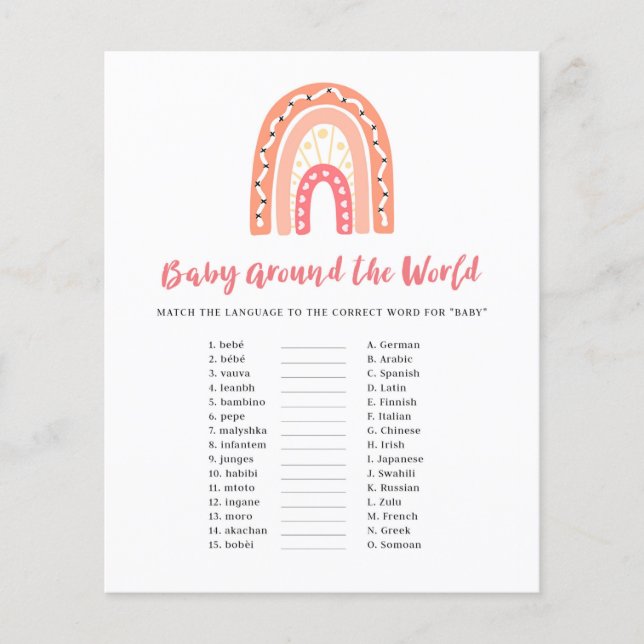 Rainbow Chá de fraldas Baby Around the World Game (Frente)
