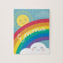 Rainbow Cloud e Sun Personalizado Quebra-cabeça
